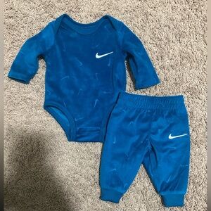 Nike Blue Long-Sleeve Baby One-Piece with Matching Pants